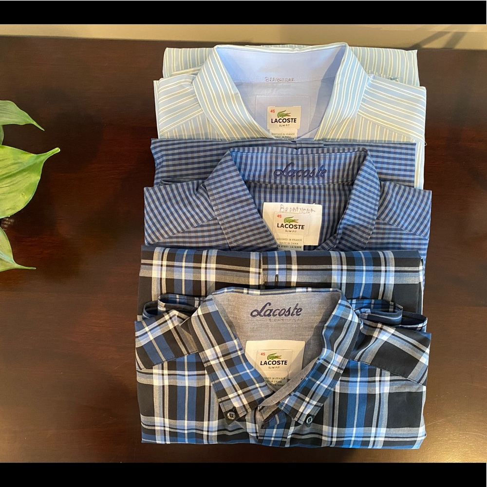 Mens XL Lacoste Button Down Shirt Lot